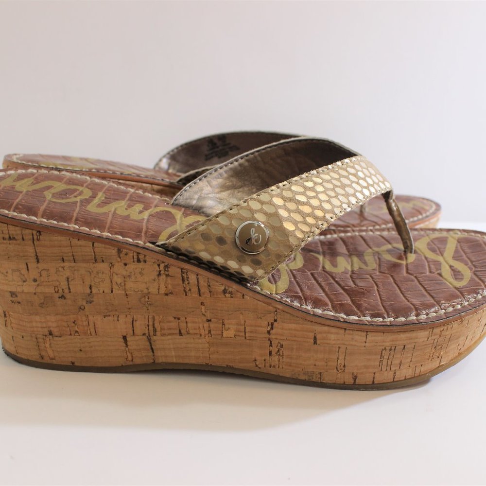 Sam Edelman Suede Gold Python Print Wedge - image 3